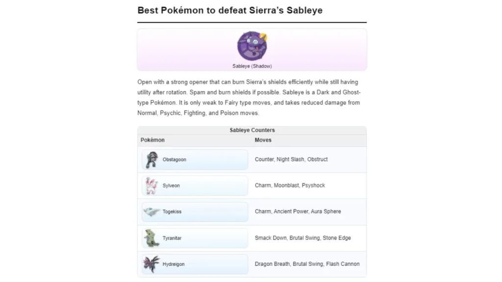 Pokemon Go Sierra Guide